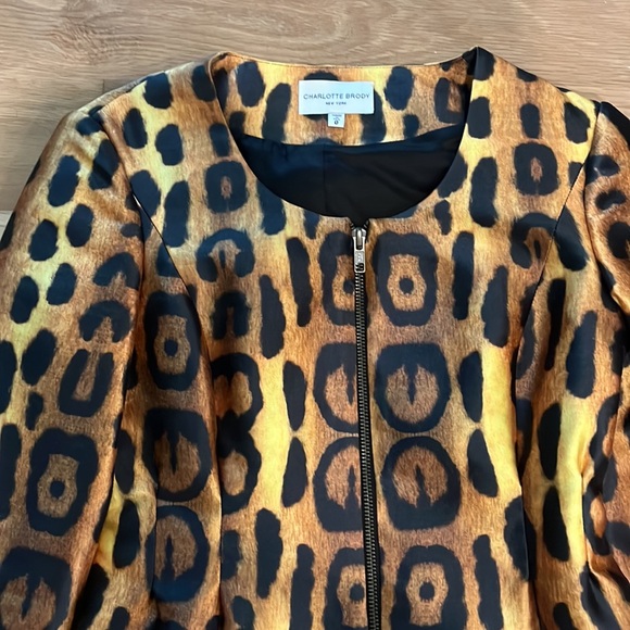 Charlotte Brody pleated jacquard leopard print blazer - Picture 2 of 4